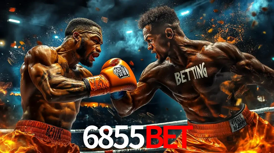 Dois boxeadores em uma luta intensa e explosiva, representando a adrenalina e as oportunidades de apostas em esportes de combate disponíveis na plataforma 6855bet.