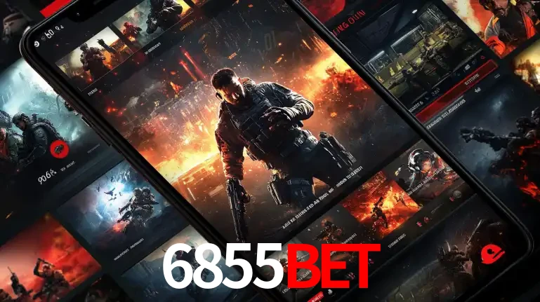 Tela de um celular exibindo uma galeria de jogos de tiro com temática militar, mostrando a variedade de e-sports disponíveis para apostas na plataforma de entretenimento 6855bet.