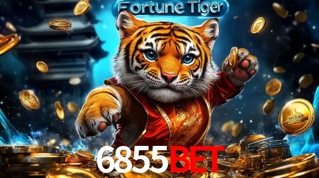 Imagem promocional do jogo de slot Fortune Tiger, com um tigre majestoso em traje tradicional cercado por uma fortuna em moedas de ouro, disponível agora no cassino 6855bet.